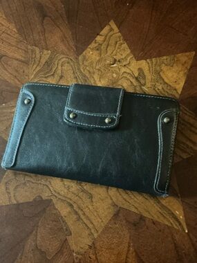 Black and Dark Teal Leather-Look Wallet